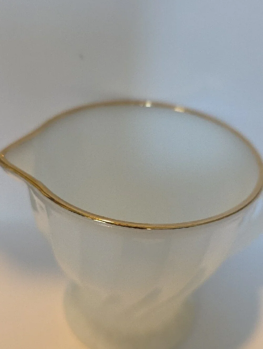 Anchor Hocking White Milk Glass Creamer with Gold Rim